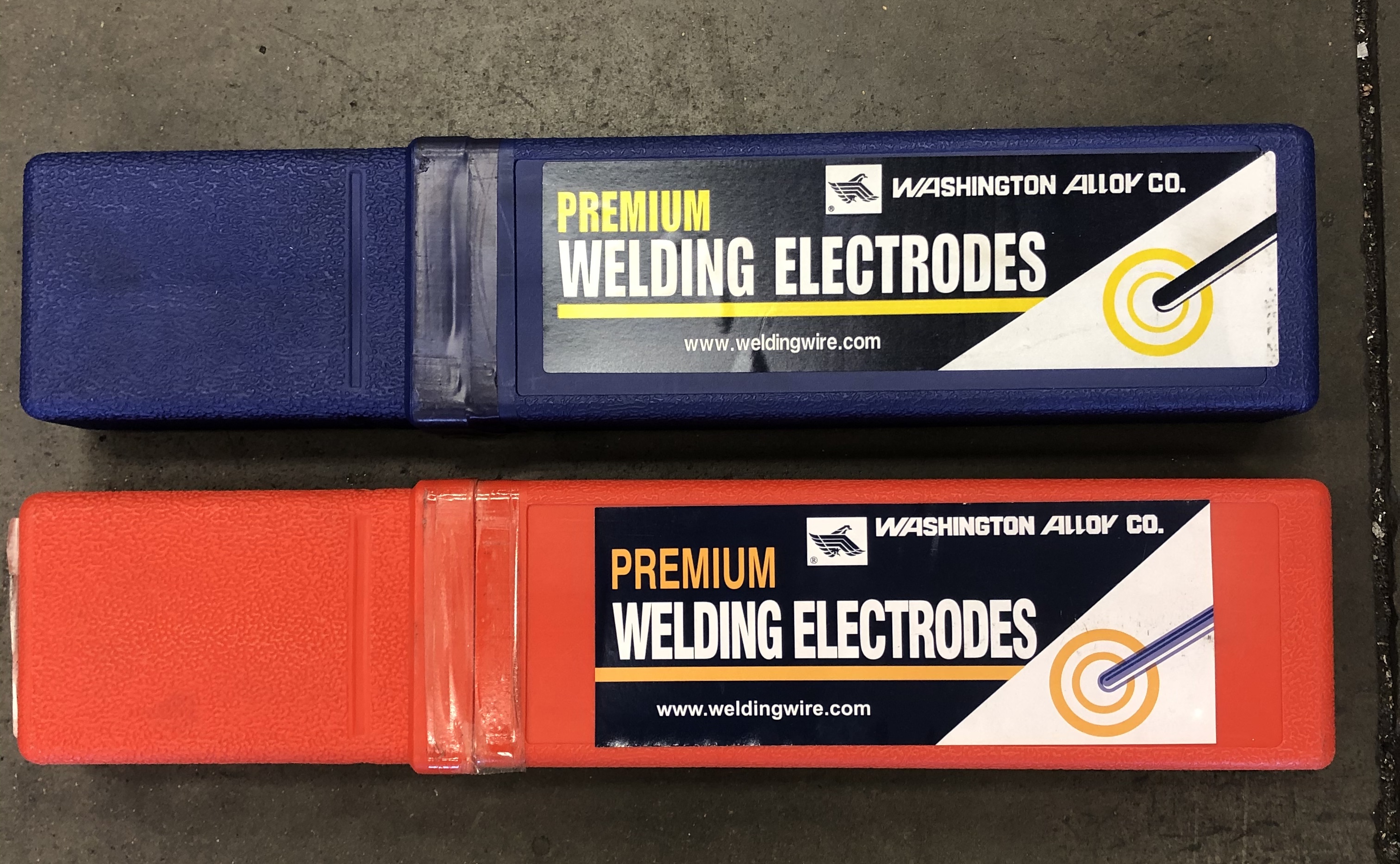 blue and red cased premium welding electrodes welding sticks