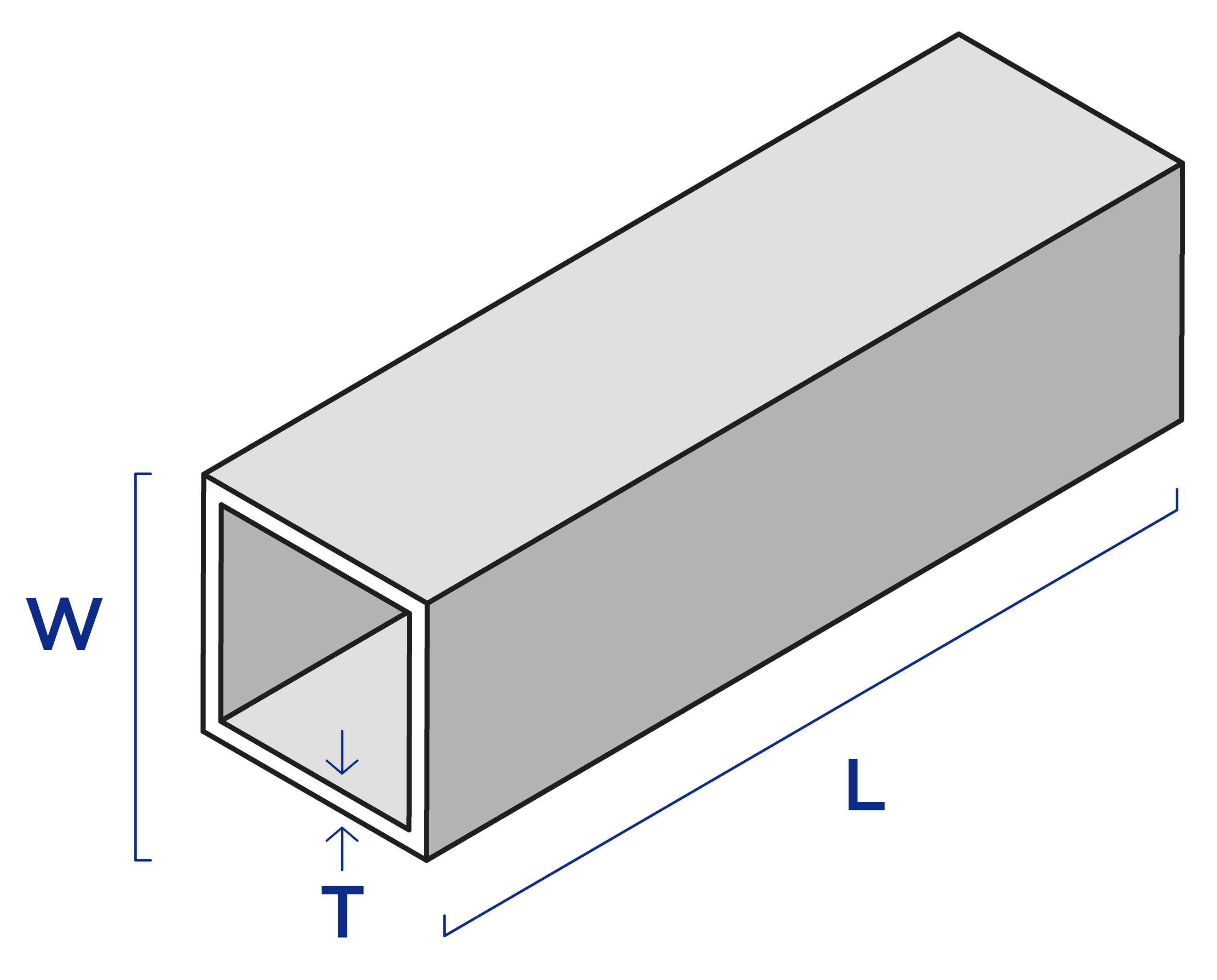 Dimensions of 304 Stainless Square Tube